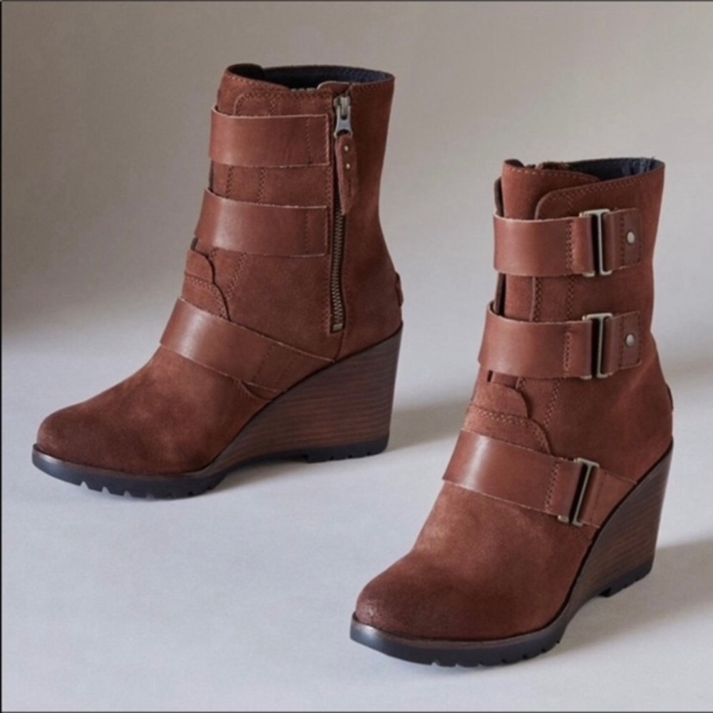 Sorel x Anthropologie Brown Leather Wedge